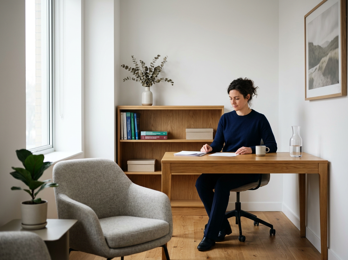 Naturopathic doctor reviewing patient notes at The Clara Clinic in Toronto