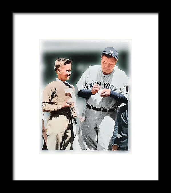 Babe Ruth & Young George Mikan 8x10 Print-11x14 Matted & Framed