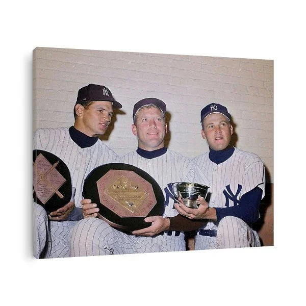 Mickey Mantle, Ralph Terry, and Tom Tresh 24x36 Canvas