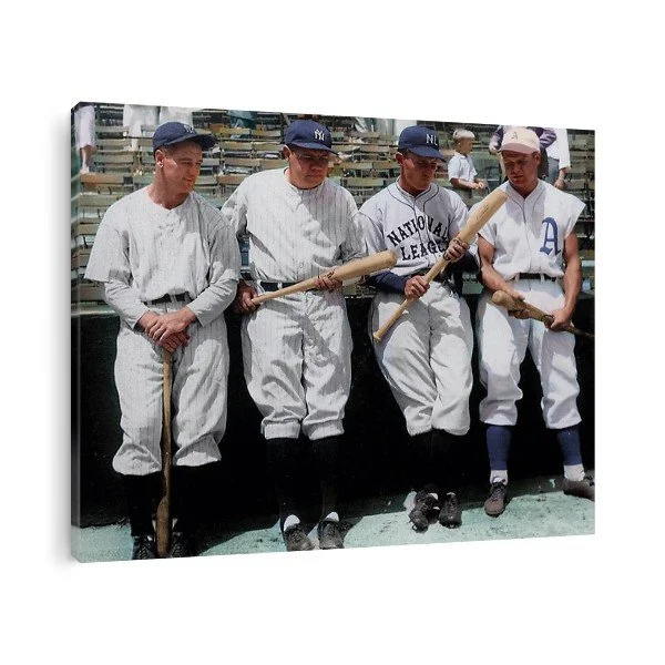 Babe Ruth, Lou Gehrig, Jimmie Foxx & Chuck Klein 24x36 Canvas