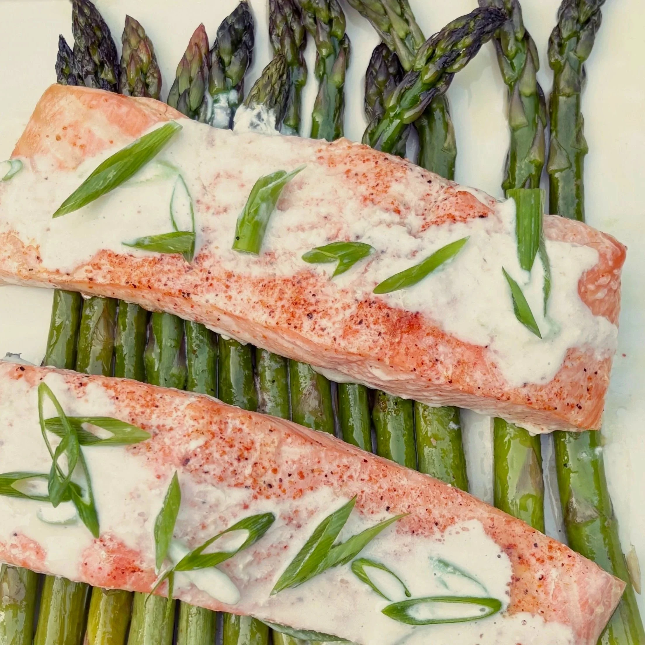 Barbara's Salmon and Asparagus with Chive Drizzle