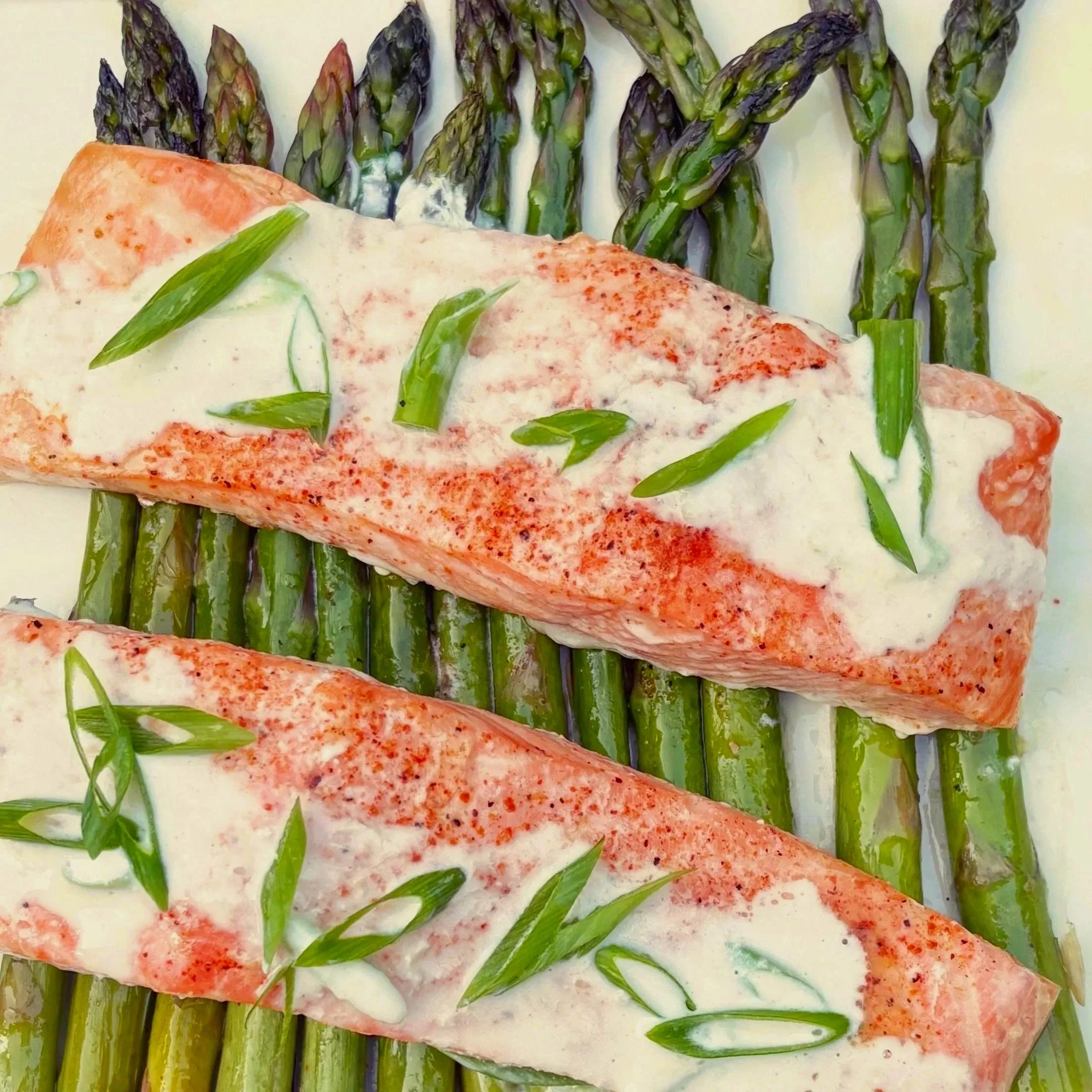 Barbara's Salmon and Asparagus with Chive Drizzle