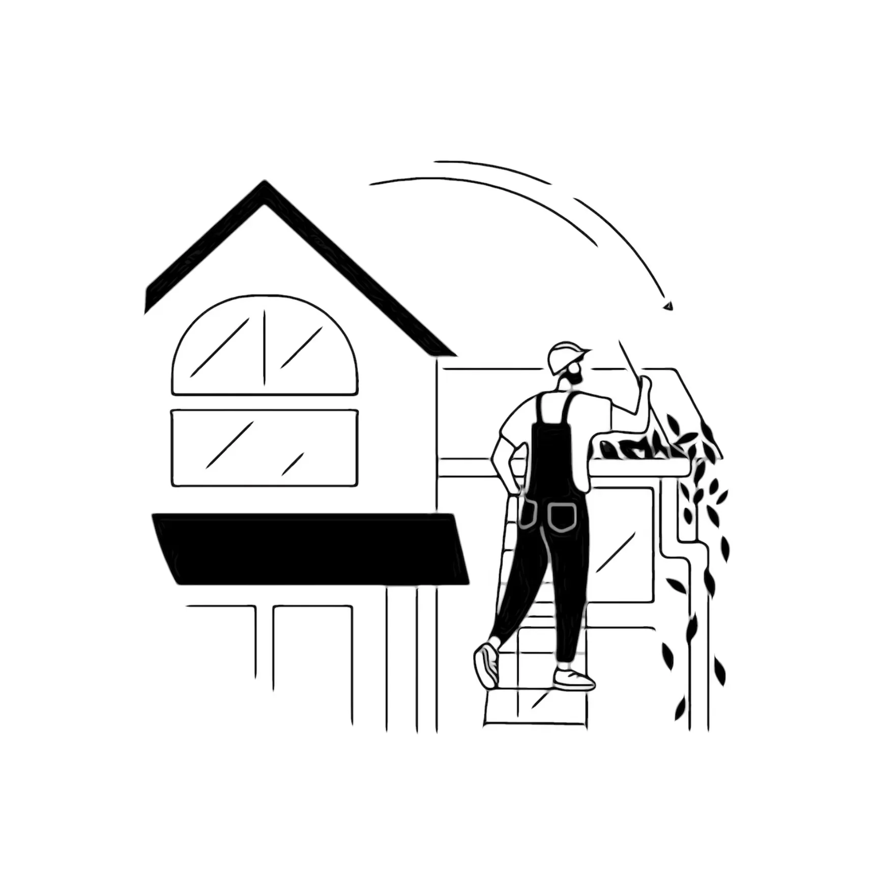 Gutter cleaning and downspout cleaning of debris.