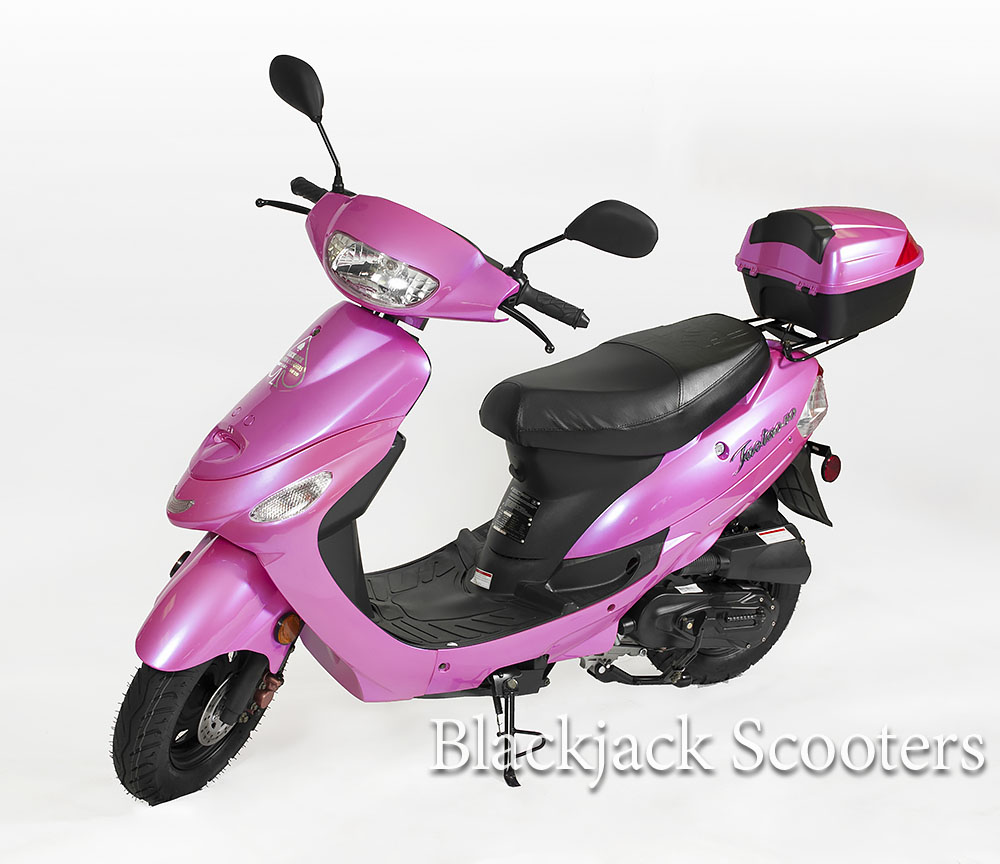 pink motor scooter