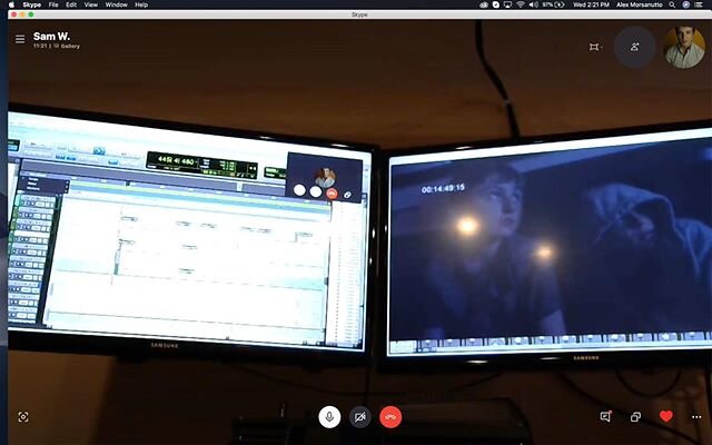 We're hard at work over here trying to make the most of our quarantine time to finish up Operation Cavity. 
Thanks to Skype's screen share feature, we've been able to work on the original score remotely. Here's a screen capture of a session we had wi