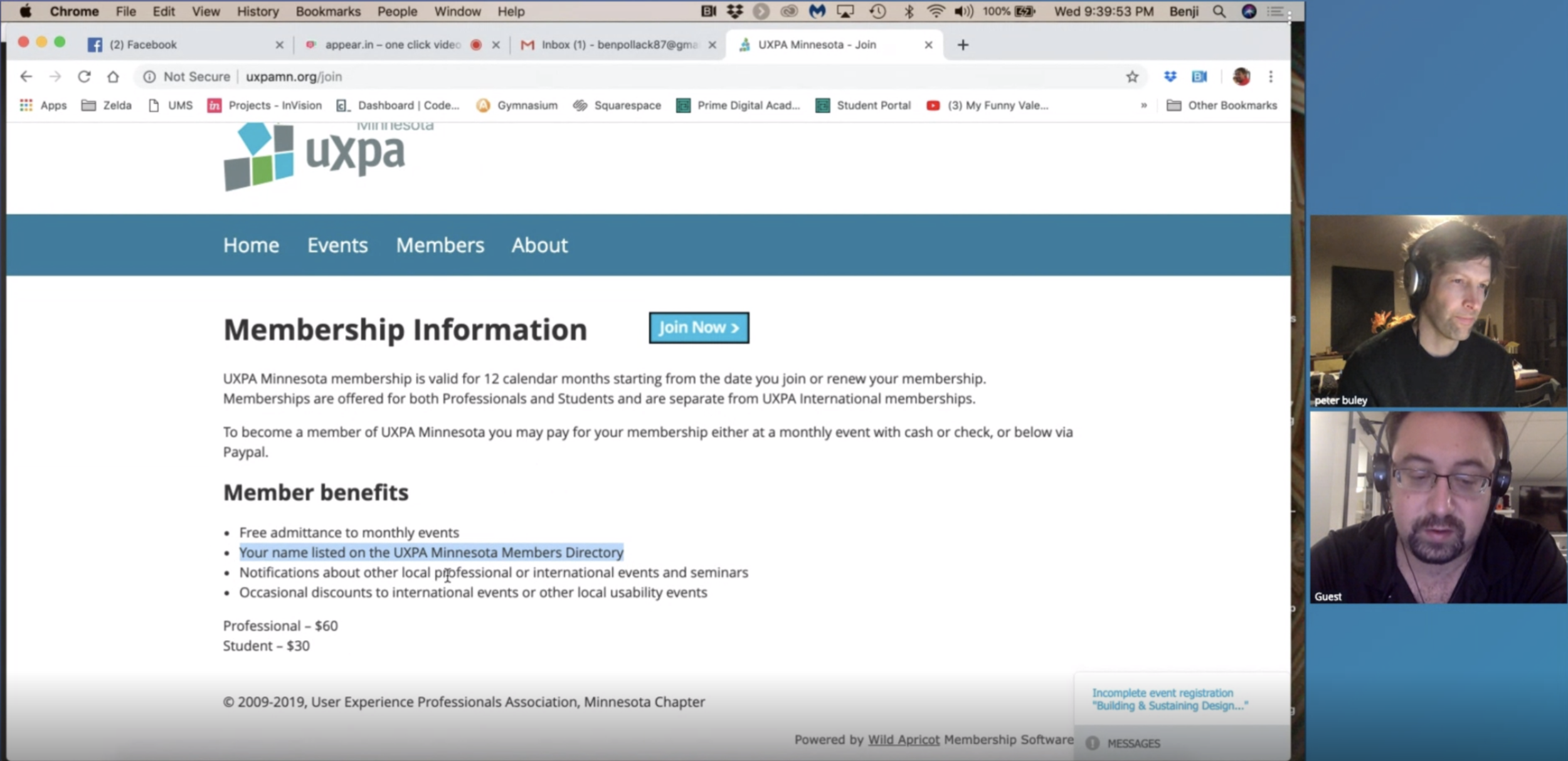Remote testing using appear.in