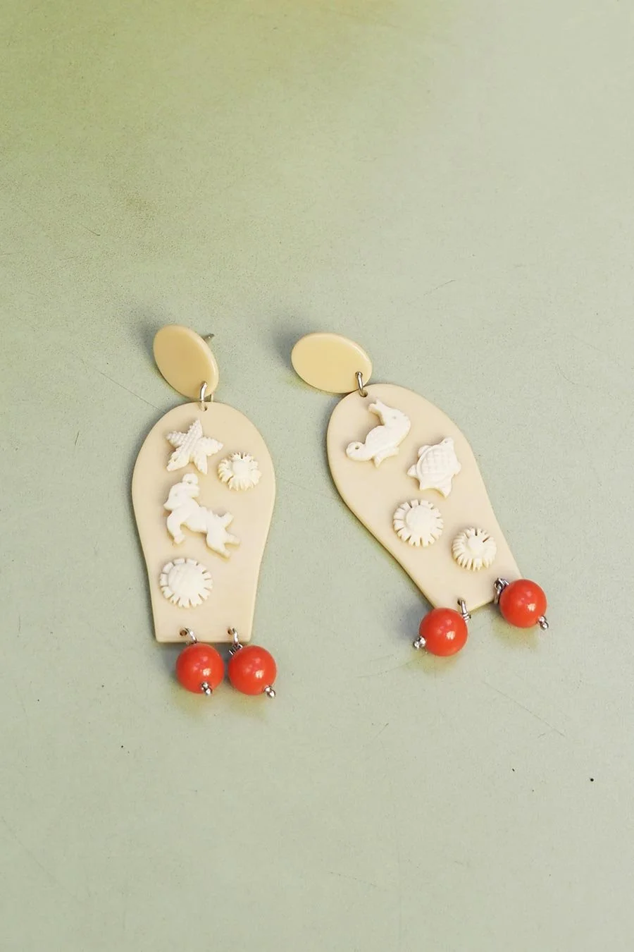 Pendientes Ocean - Marfil & Coral