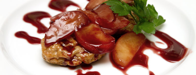 Chicken Sausage With Rye Whiskey Plums