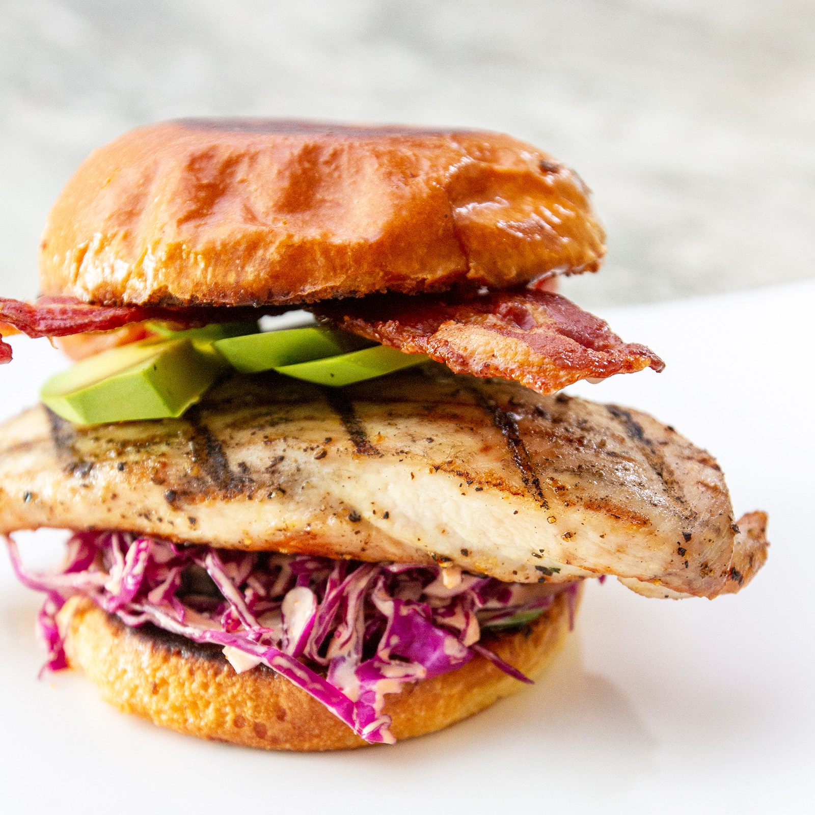 Grilled Chicken Breast Sandwich With Spicy Slaw