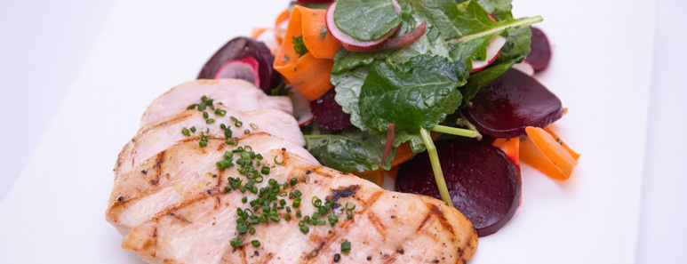 Shaved Root Vegetable Salad With Grilled Chicken