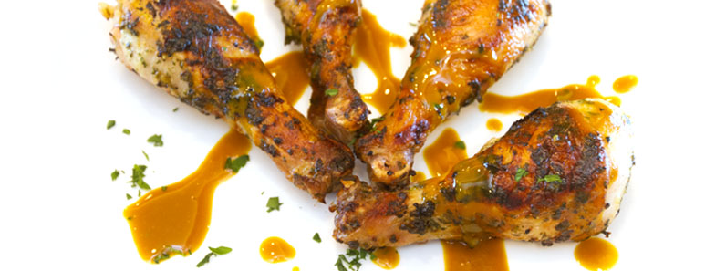 Herb-Marinated Chicken Legs With Carolina Gold BBQ Sauce