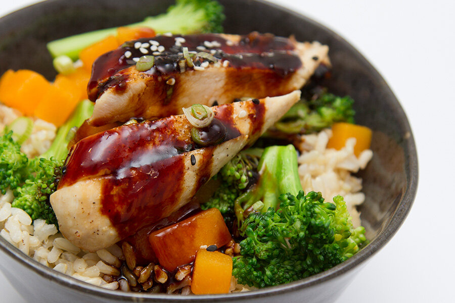Chicken &amp; Vegetable Rice Bowl With Tangy Ponzu Sauce