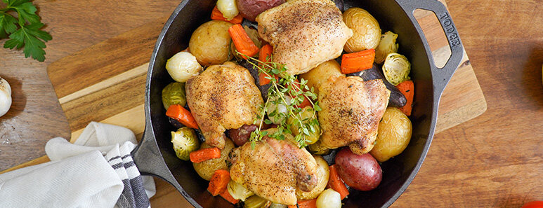 Roasted Chicken Thighs with Veggies and Herbs