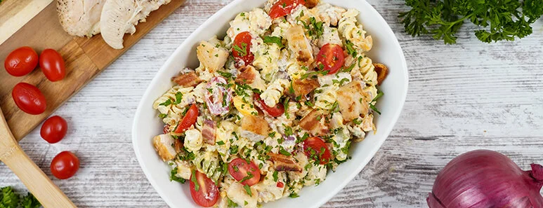 Chicken Bacon Ranch Pasta Salad 