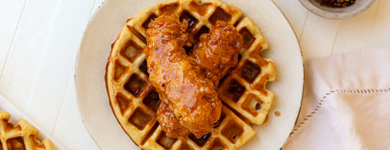 Honey Sriracha Chicken and Waffles