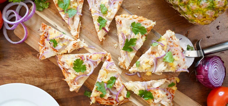 Grilled BBQ Chicken and Pineapple Pizza