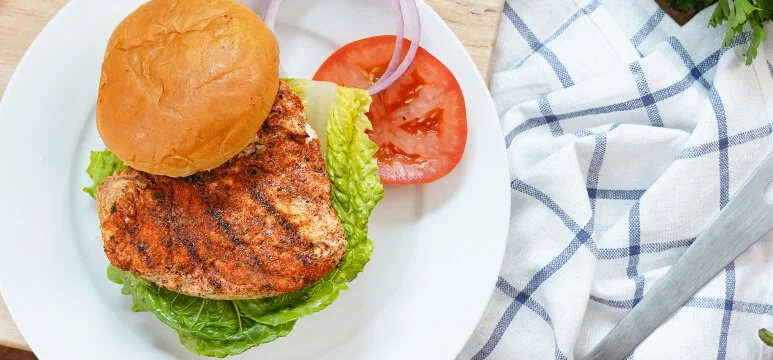 Blackened Chicken Sandwich with Cheese Sauce