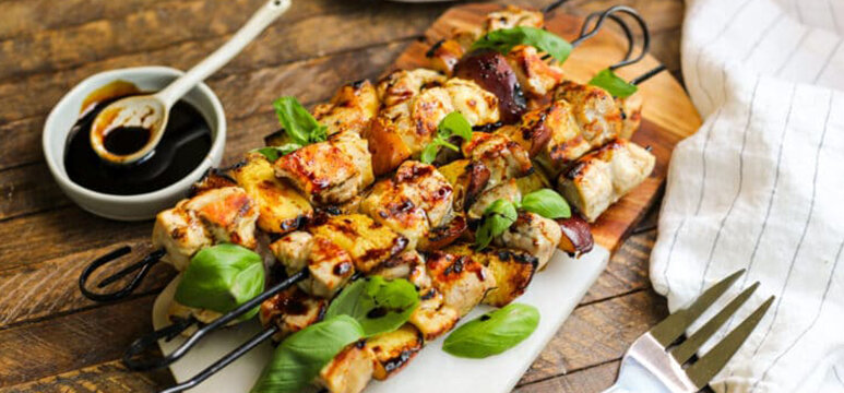 Easy Grilled Chicken and Peach Kabobs