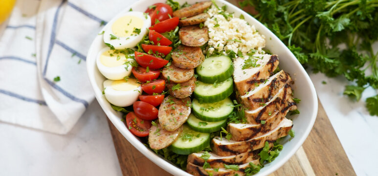 Grilled Chicken and Sausage Cobb Salad 