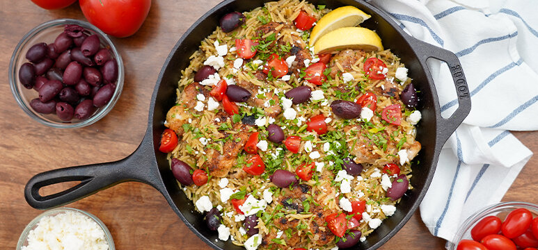 One Pan Greek Chicken and Orzo