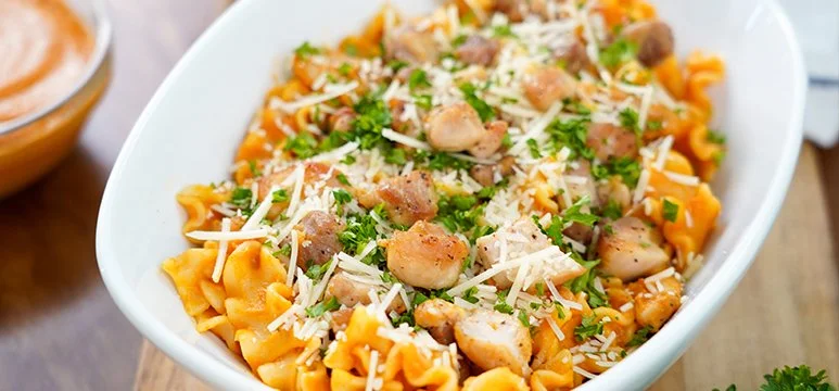 Seared Chicken Thighs with Pumpkin Pasta 