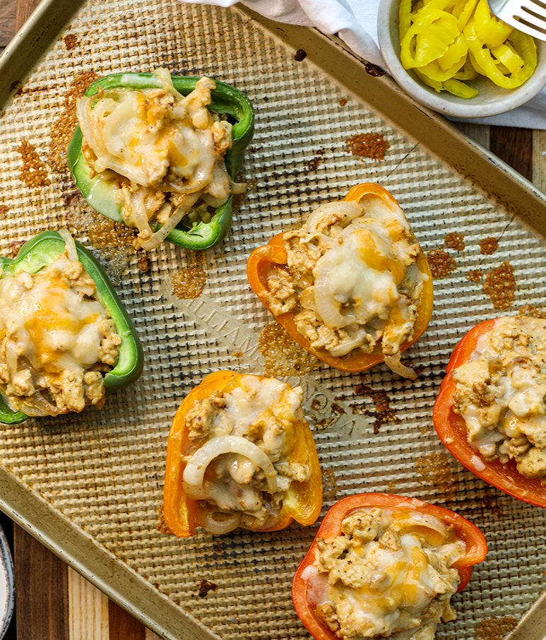 Chicken Philly Cheesesteak Stuffed Peppers