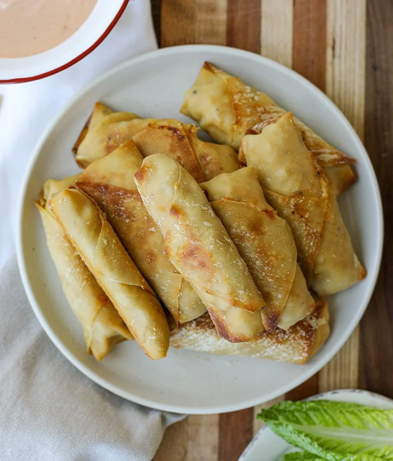 Oven Baked Chicken Cheeseburger Egg Rolls