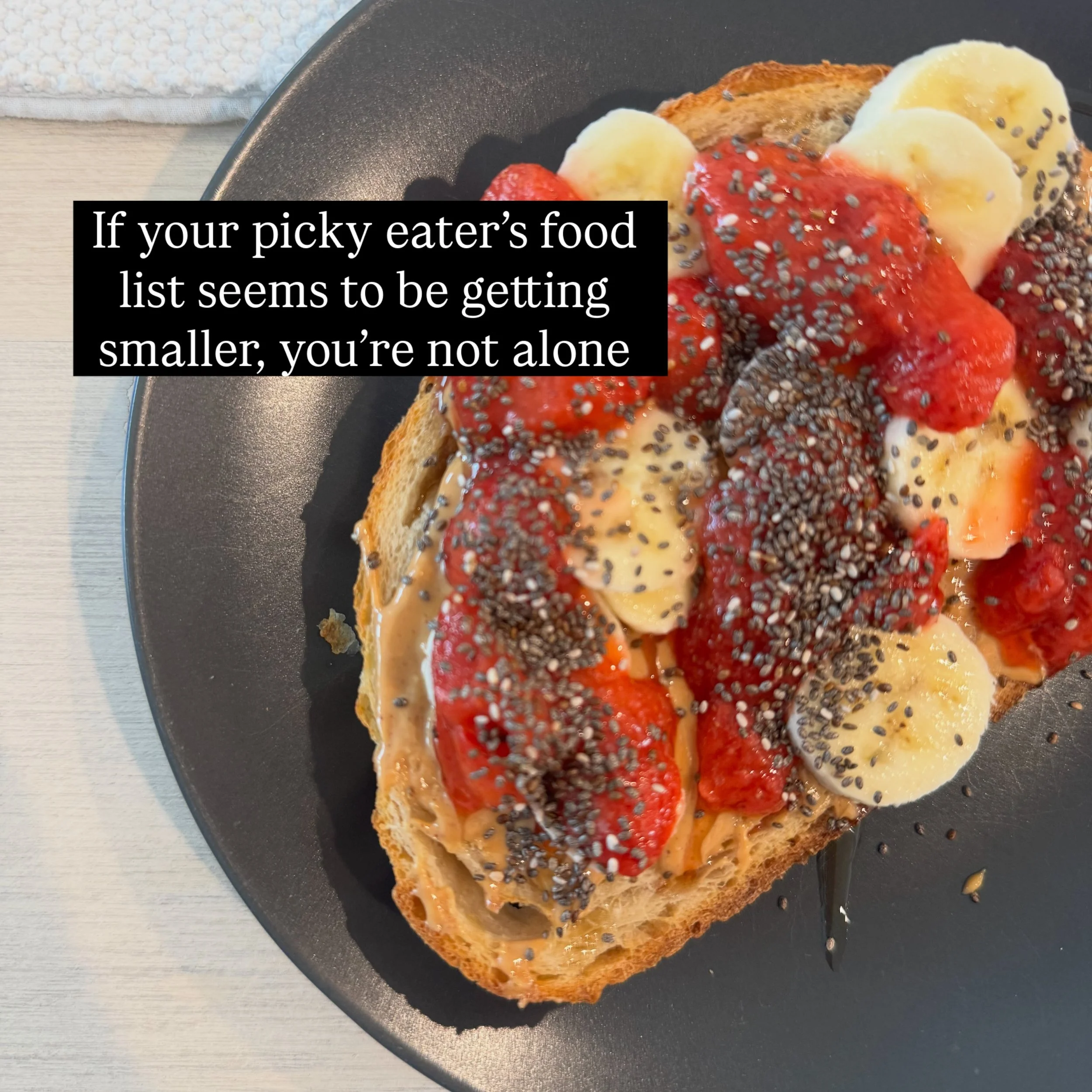 If your picky eater&rsquo;s food list seems to be getting smaller and smaller&hellip;you&rsquo;re not alone. 🤍

Maybe they used to eat eggs, chicken, pasta, fruit. Then suddenly you&rsquo;re down to the same handful of &ldquo;safe&rdquo; foods on re
