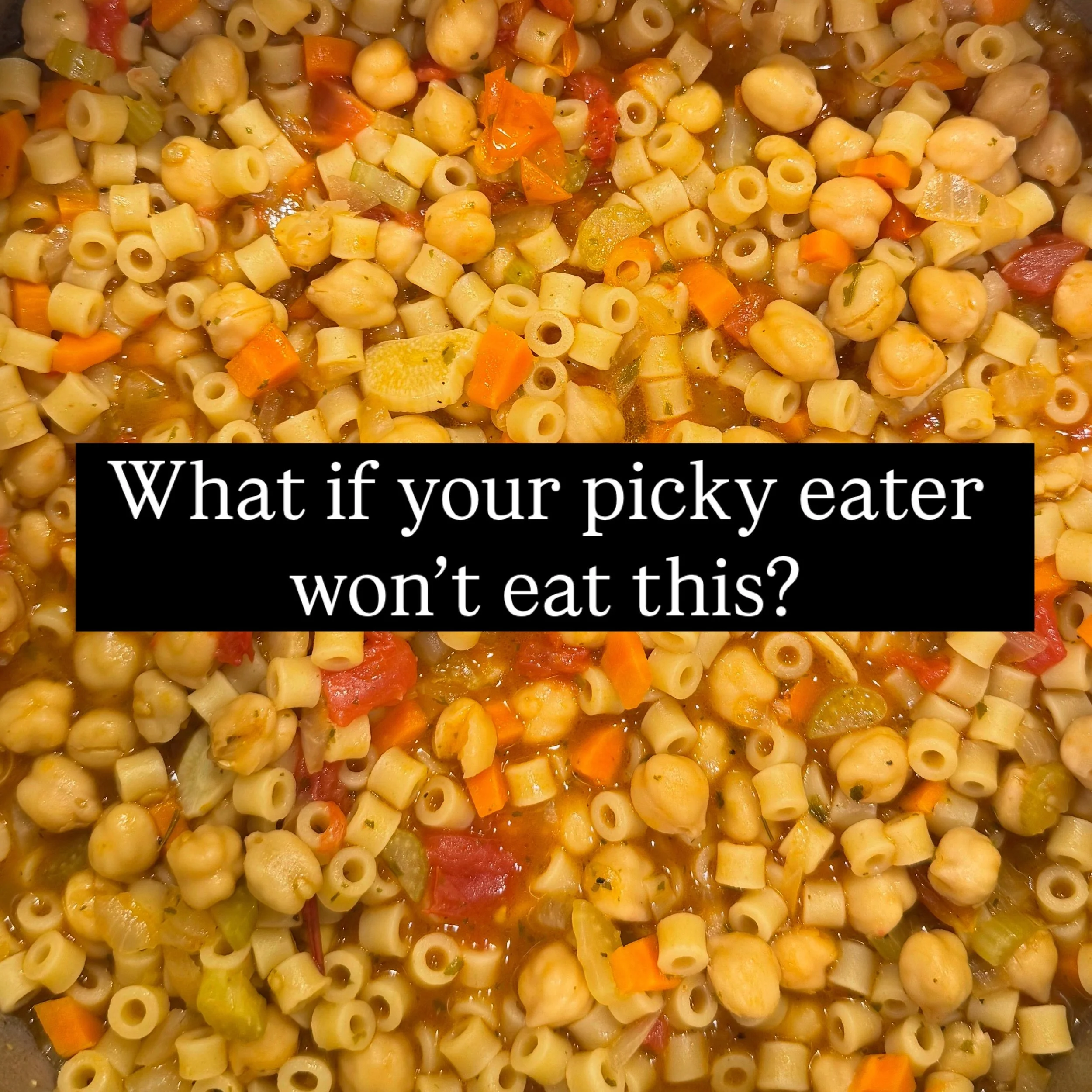 Your picky eater might look at this and immediately say:

**&ldquo;I don&rsquo;t like it.&rdquo;**

But sometimes it&rsquo;s not the pasta. 
Or the beans. 
Or the veggies.

It&rsquo;s **all of it mixed together.**

Different tastes. Different texture