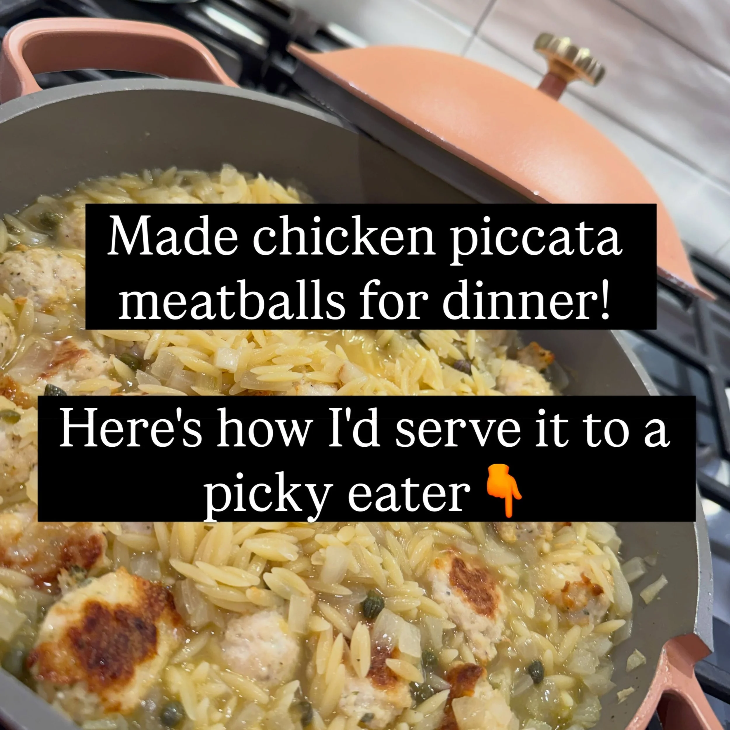 🍋 Chicken Piccata Meatball Skillet!

A delicious family dinner that can work for your picky eater, too!

Here&rsquo;s your Mealtime Reset tip for tonight:

You don&rsquo;t have to change WHAT you&rsquo;re cooking. Sometimes you just need to change H