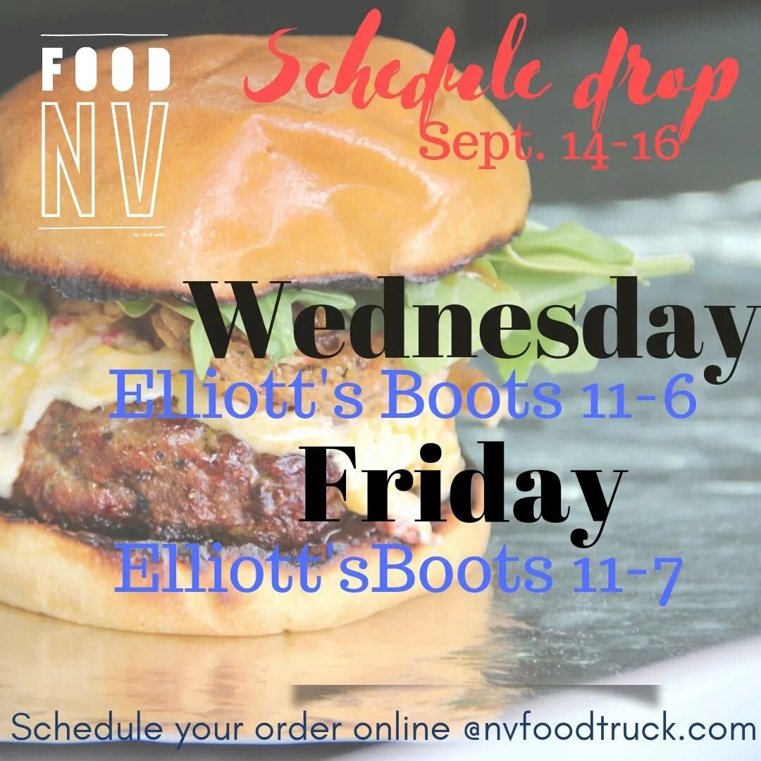 🚨SCHEDULE DROP🚨
 SEPT. 14-16
🔔🔔COME AND GET IT🔔🔔
Can't wait to see you out there NV Fam! 👍👊🥳 If you are in a hurry place your online, swing by, and pick up your deliciousness!
Order online @ nvfoodtruck.com 

#nvfoodtruck 
#noogafoodtrucks 
