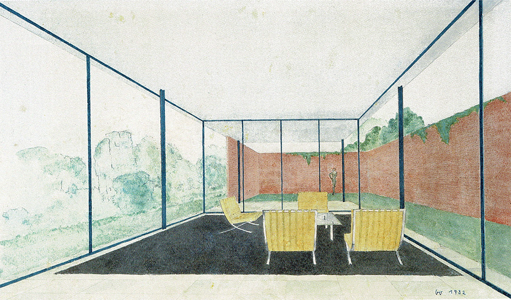 Croquis arquitectónico de interior de Walter Gropius
