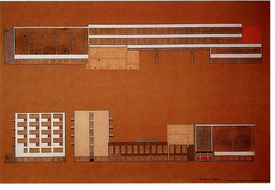 Planos y elevaciones del edificio de la Bauhaus en Dessau