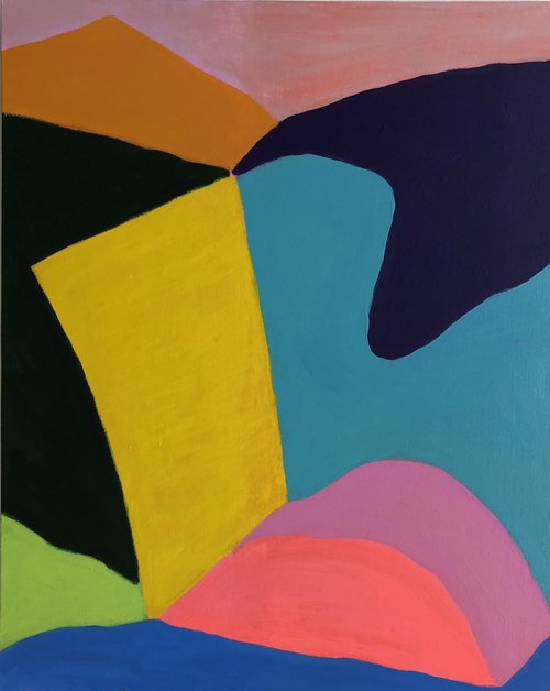 George Singer, Pink Rock, acrylic on canvas, 40 x 30 in $3200