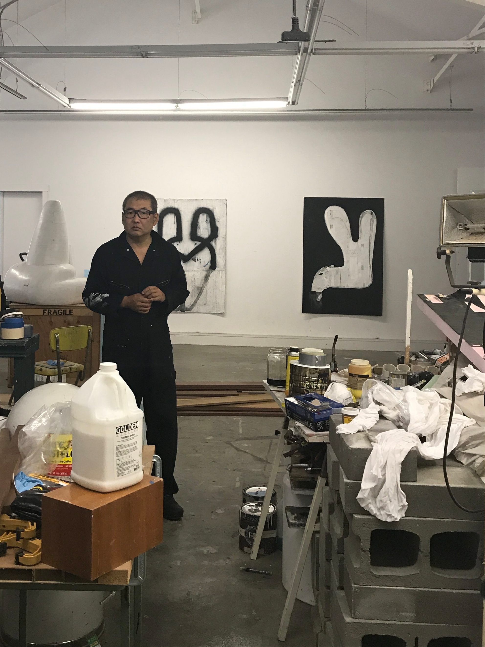 Hamada in his studio