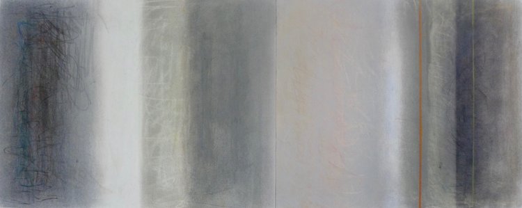 Crossings Diptych, 2017, pastel on paper, 18 x 46 in, $3,200