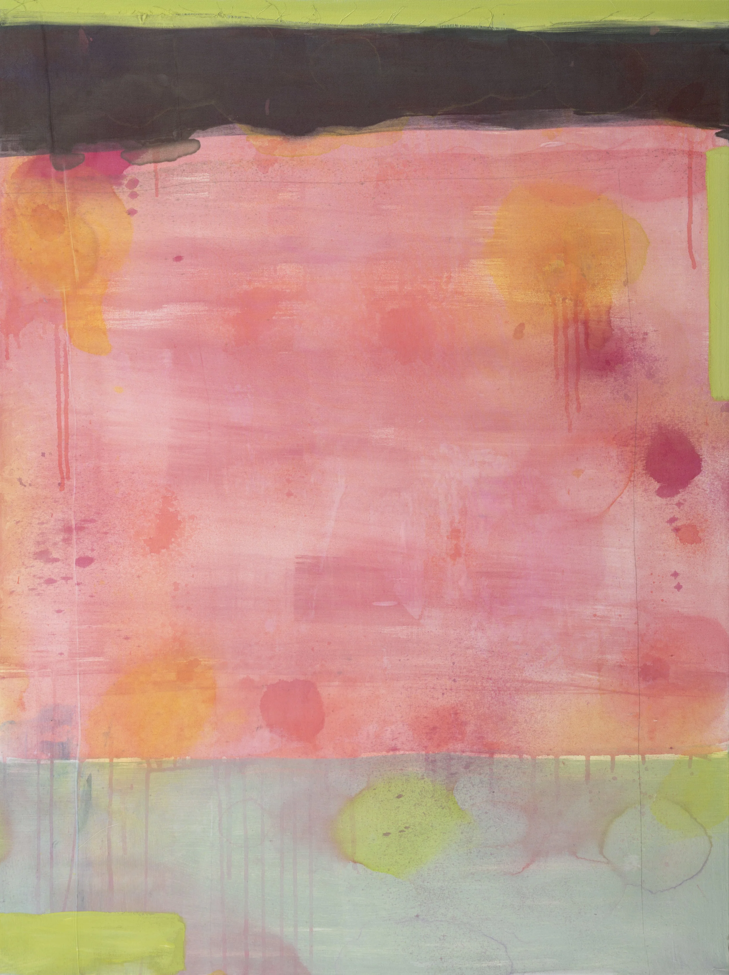 Untitled, 2018, acrylic, silk, dye on canvas, 30 x 40 in, $6,000