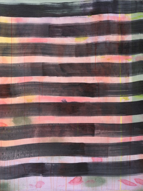 Stripes 2, acrylic, silk, dye on wood, 30 x 40 in, $6,000