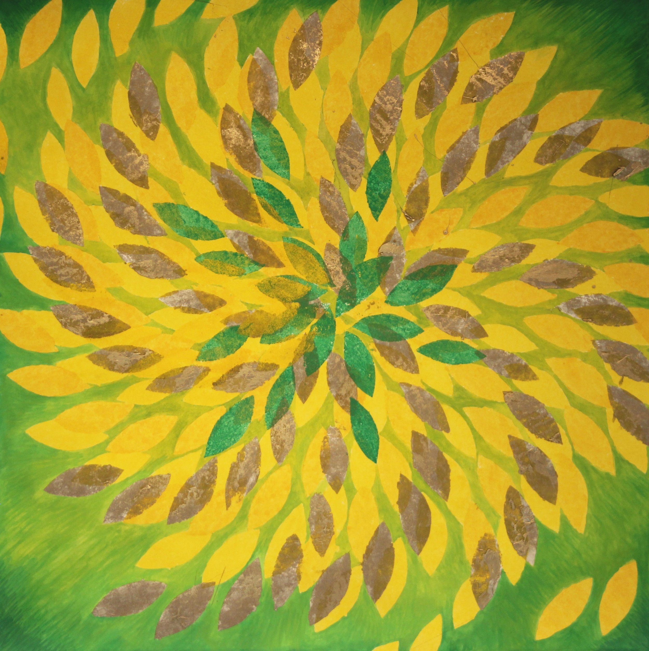 Sunflower 1, 2017, mixed media on paper, 22 x 22 in, $1,800