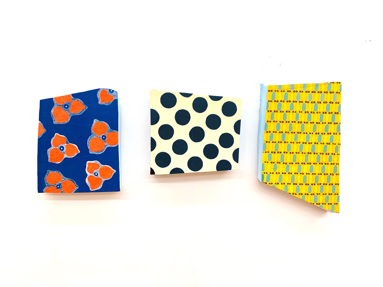 Untitled by Almond Zigmund, 2018, polymer paint on foam core, 8 x 10 in, $2,400/three pieces
