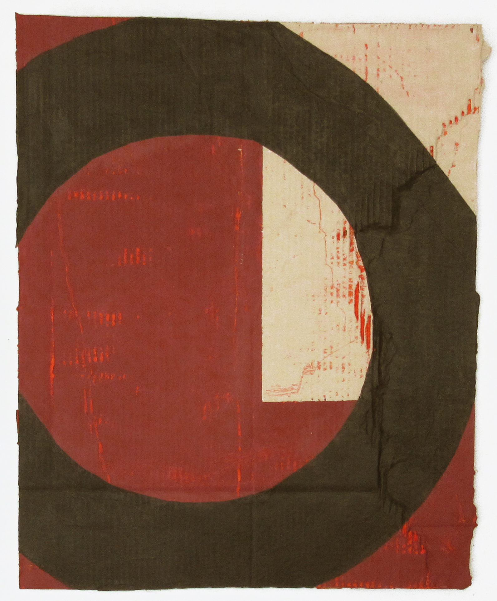 Black on Buff and Rust VII, 2016, mixed media with cardboard, 29 1/2 x 24 in, SOLD