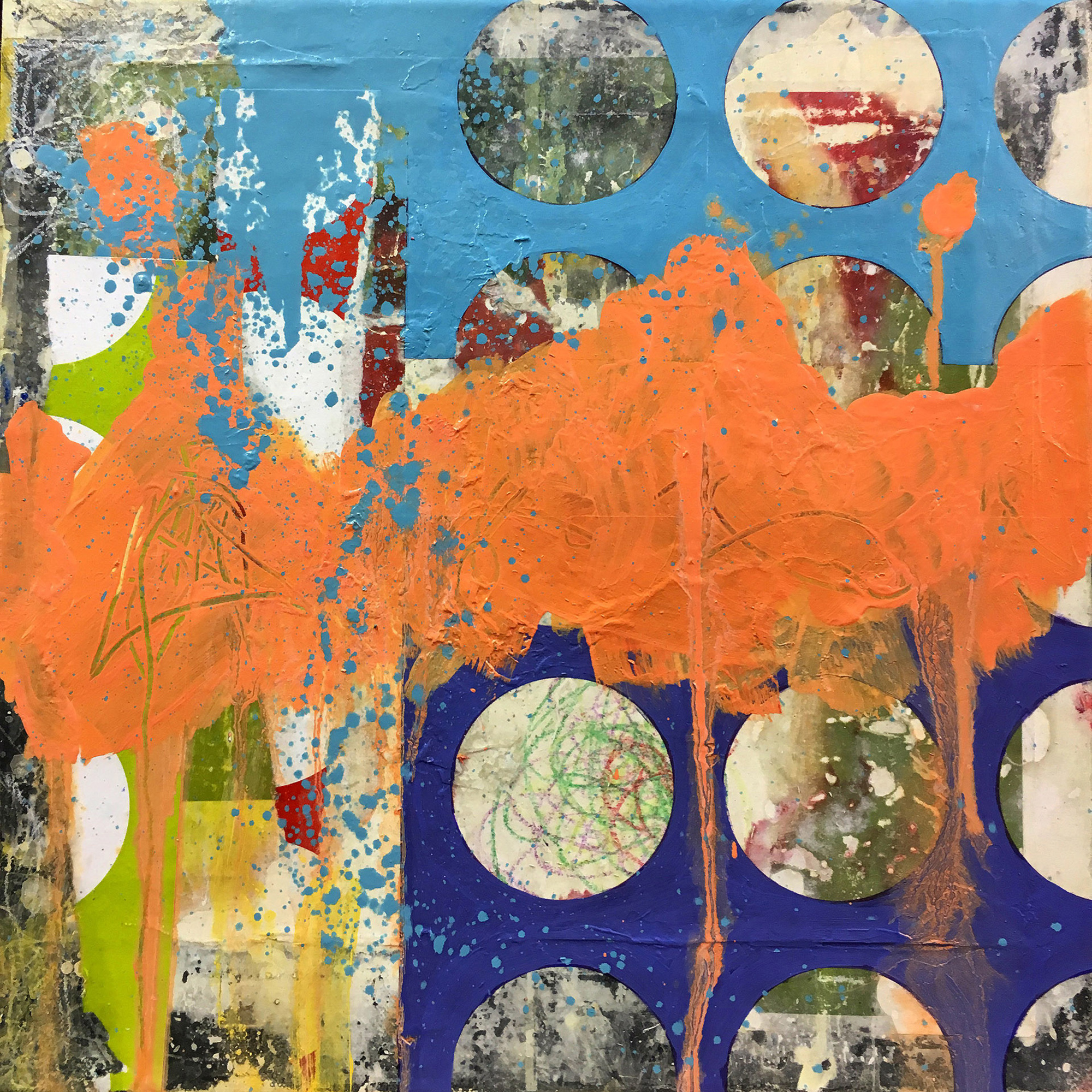 Carnival, 2017, mixed media on canvas, 13 x 13 in, $1,000