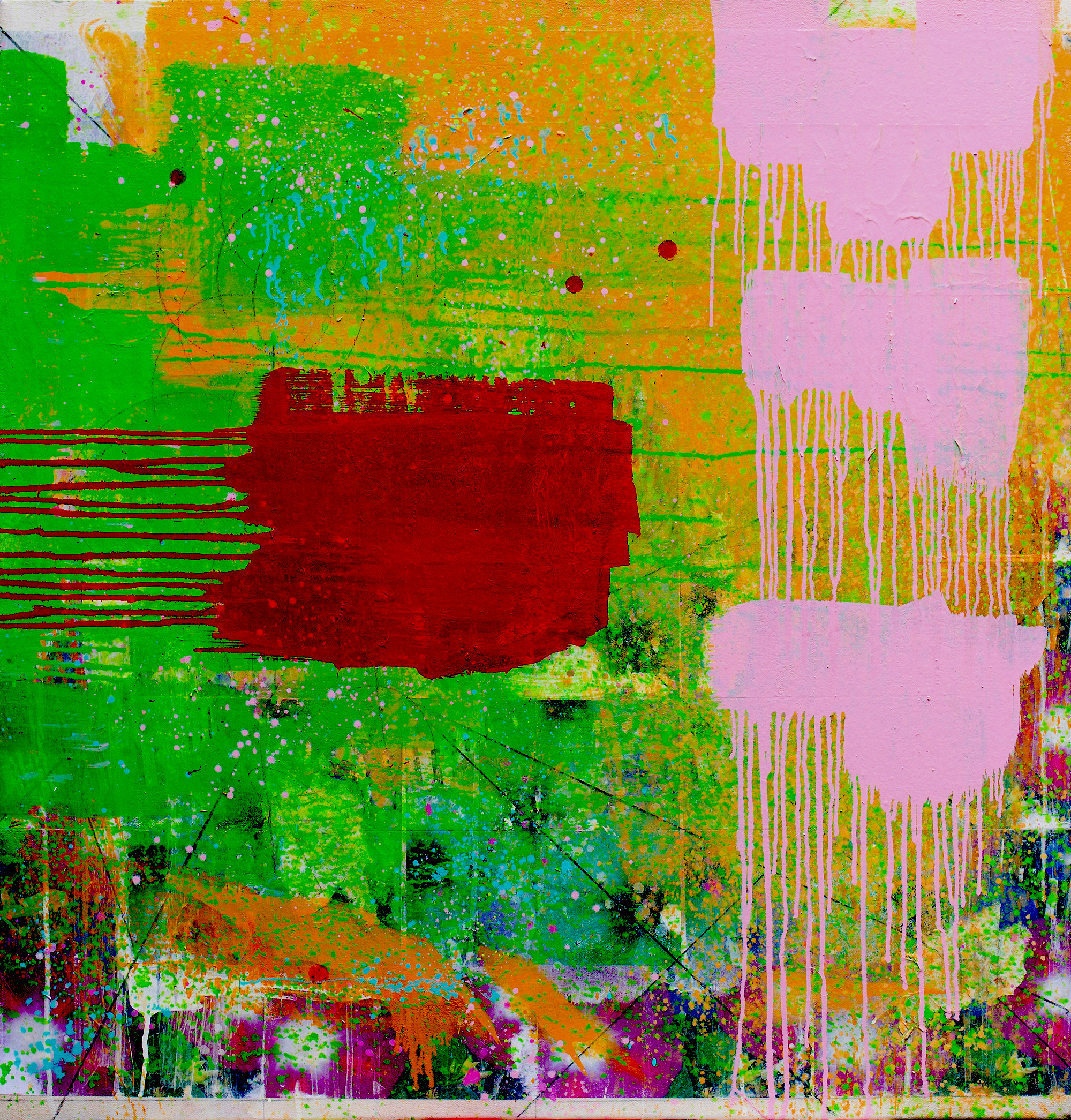 In the Garden, 2018, mixed media on canvas, 34 x 32 in, $3,000