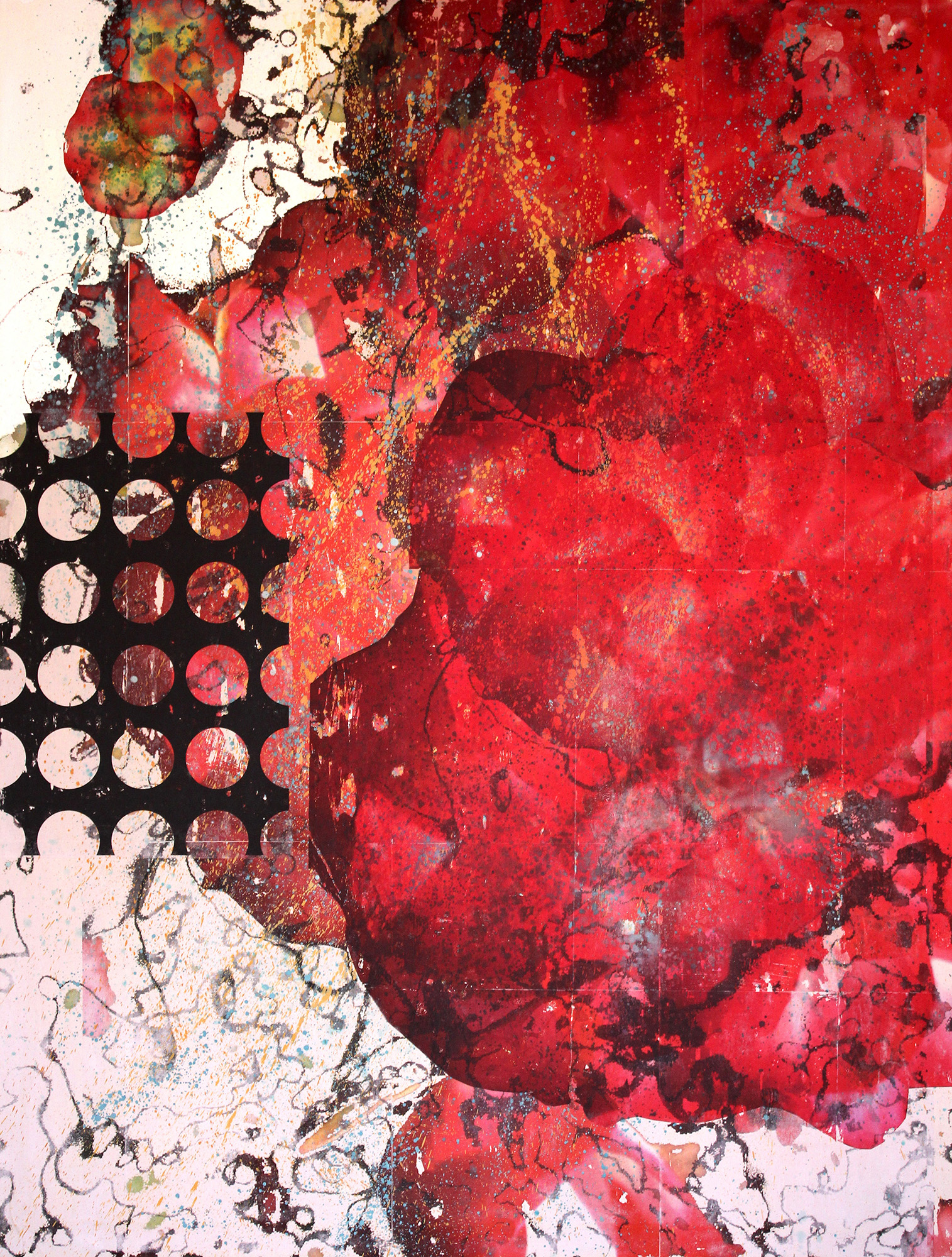 Love Bomb, 2015, mixed media on canvas, 48 x 36 in, SOLD