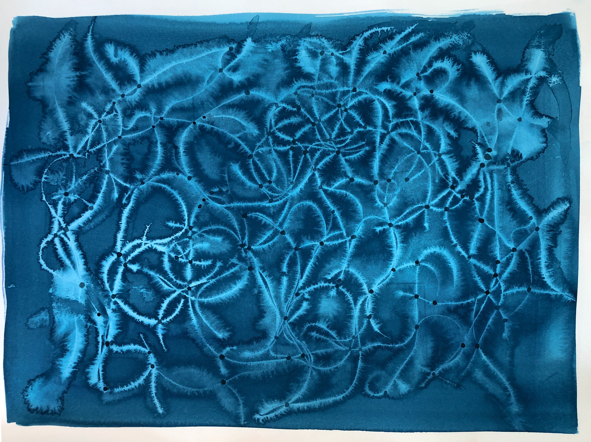 Blue Topography, 2015, mixed media on paper, 22 x 30 in, $5,000