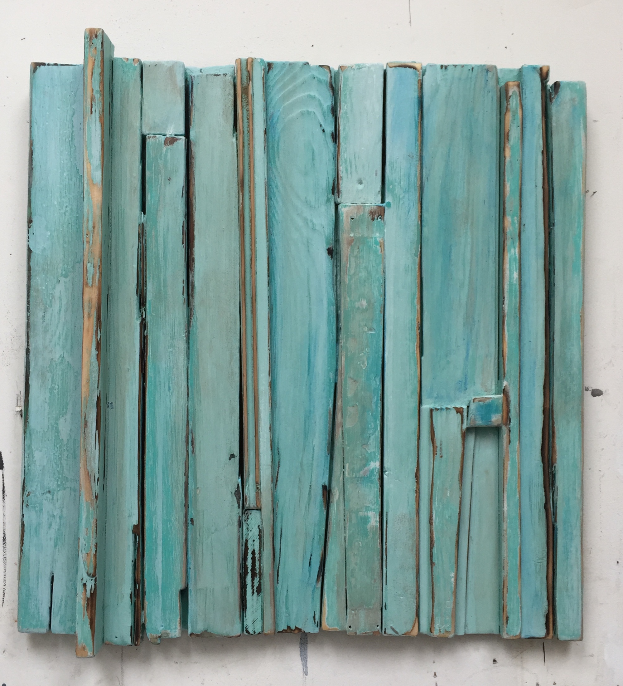 Weathered Turquoise, 2016, acrylic on layered wood, 25 x 23 in, $3,500