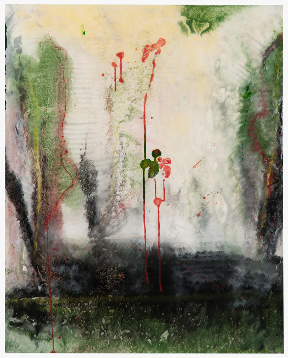 Fairy in the Woods, 2018, encaustic on paper, 21 x 25 in, $2,800