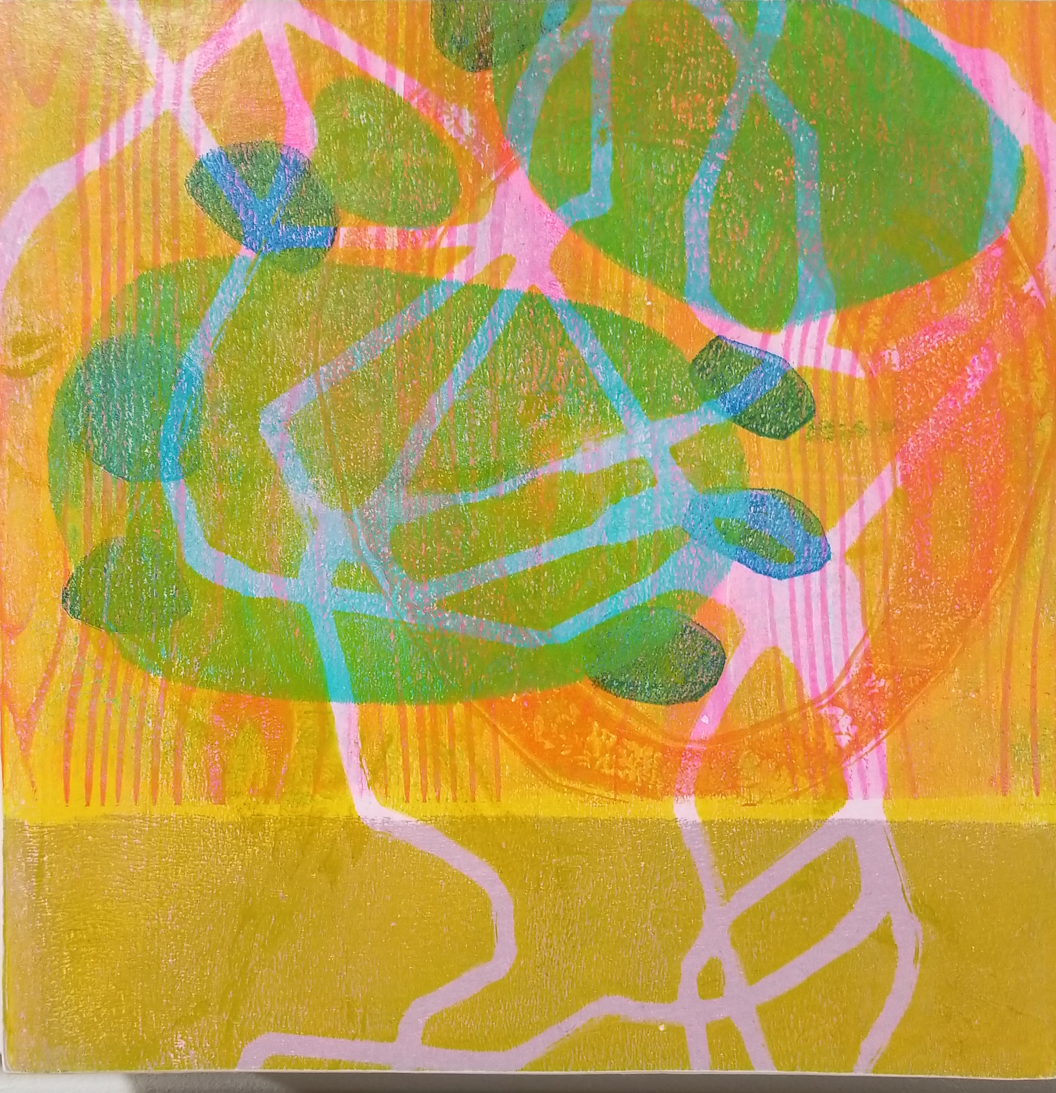 Everything You Ever Wanted, 2017, monoprint on panel, 8 x 8 in, $375
