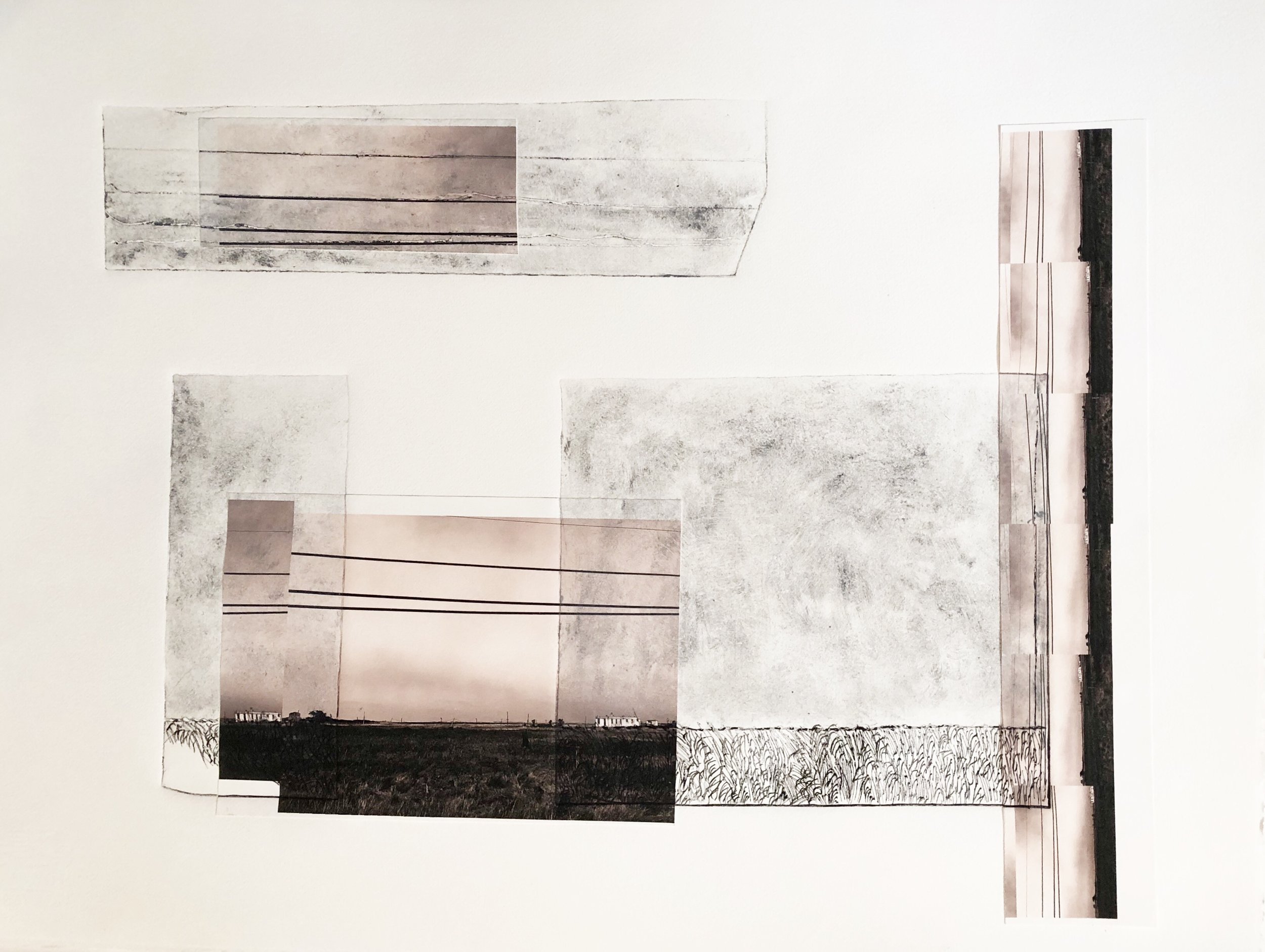 Napeague Horizons, 2018, archival print photographs, etching, monotypes, 22 x 30 in, $2,300