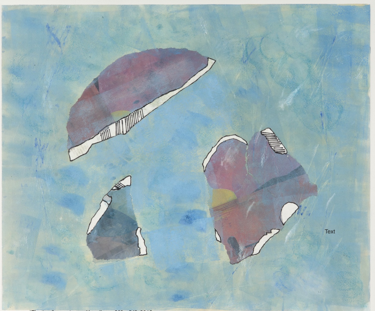 Floaters, 2018, monotype with collage, 20 x 24 in, $400